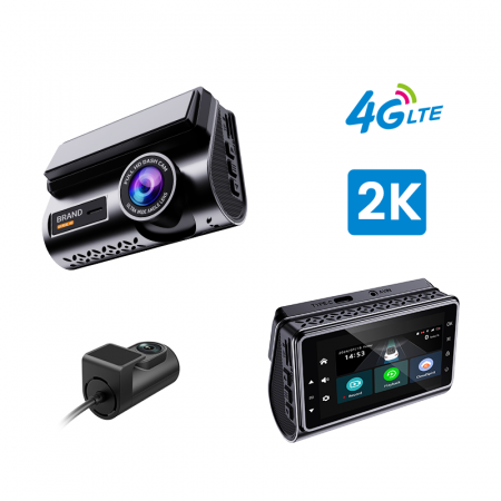 Auto - Camera Auto de Bord Duala 2K + Camera Spate AHD, Ecran LCD, Conexiune 4G Cartela SIM, Wi-Fi, Night Vision, G-Senzor, Alimentare Bricheta/Panou Sigurante