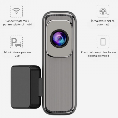 Camera Auto DVR 1080P Full HD, DashCam Discretă și Compactă cu Ecran LCD, Monitorizare Parcare, Unghi 140°, Wi-Fi, Night Vision, G-Senzor [4]