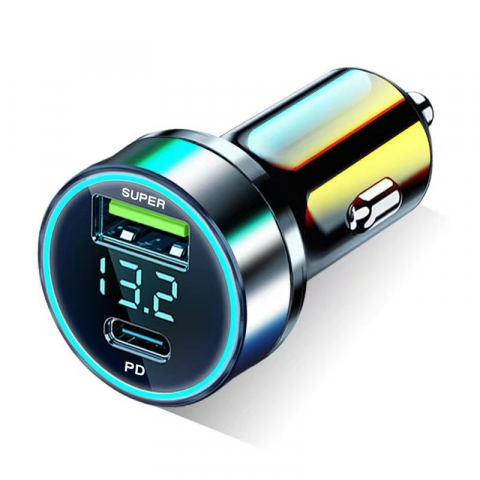 Incarcatoare telefoane - Incarcator Bricheta Auto 120W, Super Fast Charge, Indicator LED, USB Output 5A, USB-C,PD Output 3A, Negru