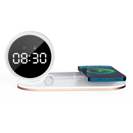Incarcator Wireless Rapid, 15W Fast Charger cu Ceas Digital, Alarma si Lumina Ambientala Reglabila, Aida HER® [2]