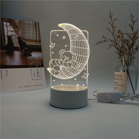Lampa De Veghe 3D LED, Model Ursulet pe Luna, Alimentare USB, 20cm [2]