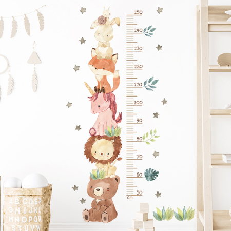 Metru Sticker Autocolant cu Animale pentru Masurare Inaltime Copii, Urs, Leu, Unicorn, Vulpe, Iepure, Melc, 120x56 cm, Aida HER® [3]