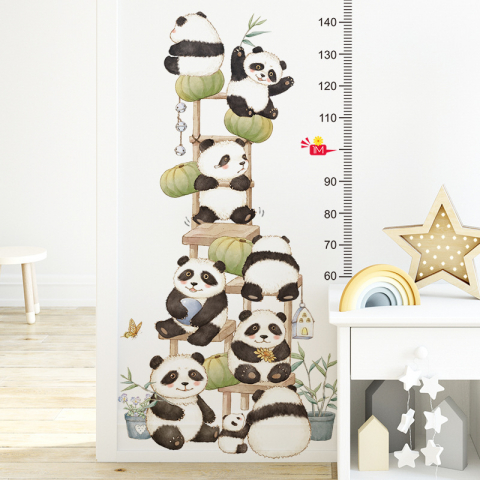 Metru Sticker Autocolant pentru Masurare Inaltime Copii, Ursi Panda, 120x75 cm [1]