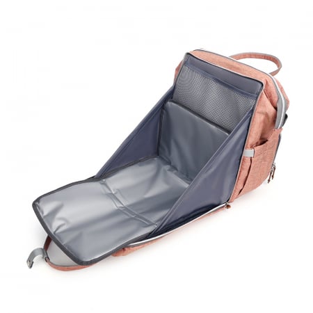 Rucsac Multifuncțional pentru Mămici Roz Corai – Impermeabil, Compartimentat, cu Buzunare Termoizolante, USB, Prindere Cărucior & Troler [1]