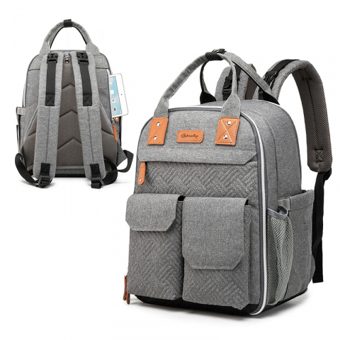 Rucsac pentru Mamici, Bebelusi si Copii, Multifunctional, Impermeabil, Prindere Carucior / Troler, Gri [5]