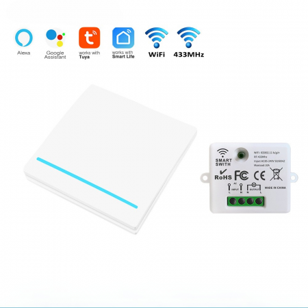 Dispozitive Smart - set întrerupător fără fir cu revenire și controller wireless inteligent, alb, pentru controlul luminilor și aparatelor prin aplicație mobilă