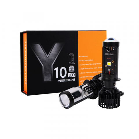 Set 2 Becuri H7 LED cu Lupa, Mini Led Lens, Canbus, 6500LM, 50W [0]