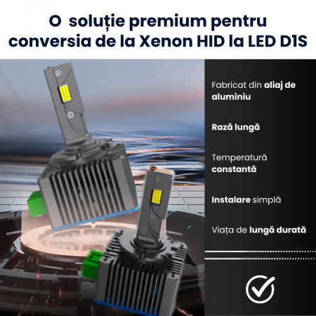 Set 2 Becuri LED D1S / R, Canbus, 12000LM, 110W/Set, 6000K, Premium Plug&Play, Conversie Xenon HID to LED Chip Cree [1]