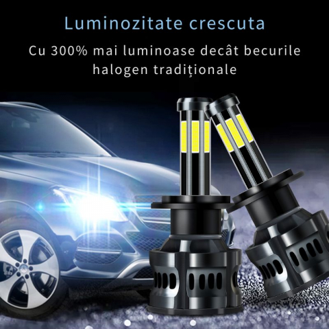 Set 2 Becuri LED Auto H7, Canbus, 6000K, 50W, 10000LM, Luminozitate 360° [1]
