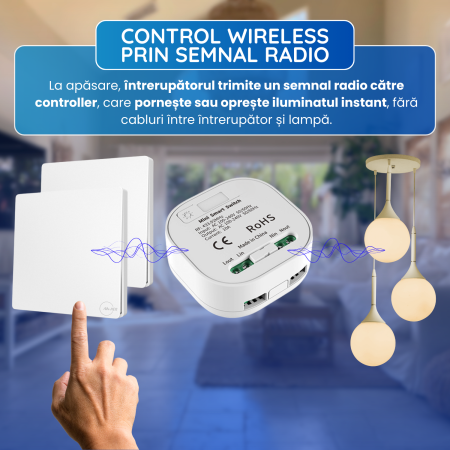 Set 2 Întrerupătoare Cinetice + Controller RF433 – Cap-Scară Wireless [3]