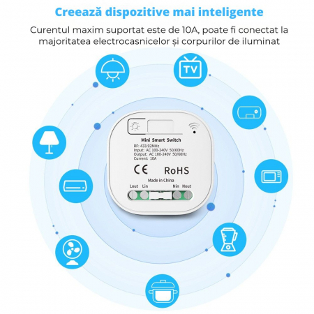 Set 2 Intrerupatoare Duble Cinetice cu Revenire Fara Fir și 2 Controllere Wireless (Unde Radio - RF433) – Control pentru Lumini și Aparate Electronice, Alb [2]