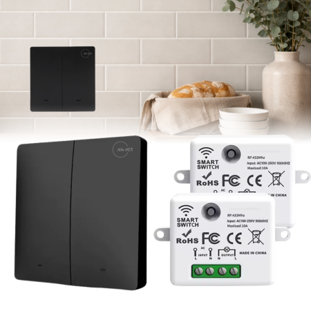 Electrice & Smart Home - Intrerupator-dublu-kinetic-fara-fire-cu-2-relee-wireless