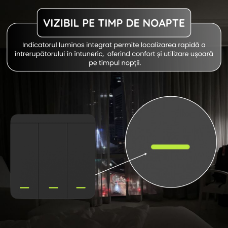 Set Intrerupator Wireless Triplu RF 433 MHz si 3 Module Releu Incluse, Control 3 Circuite Iluminat, Fara Wi-Fi, Montaj Usor, Negru [1]