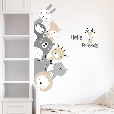 Sticker Autocolant Copii, Animale Zambitoare, Hello Friends, 58x79 cm, Aida HER® [1]