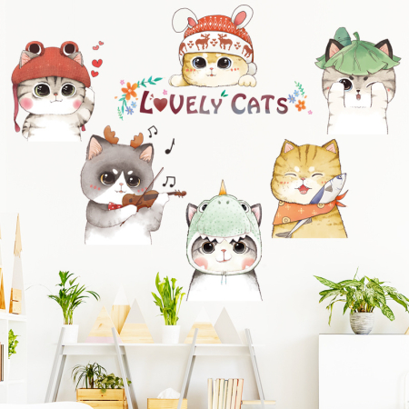 Sticker Autocolant Perete Copii, Pisicute Dragalase, Jucause si Haioase, 65x105 cm, Aida HER® [1]