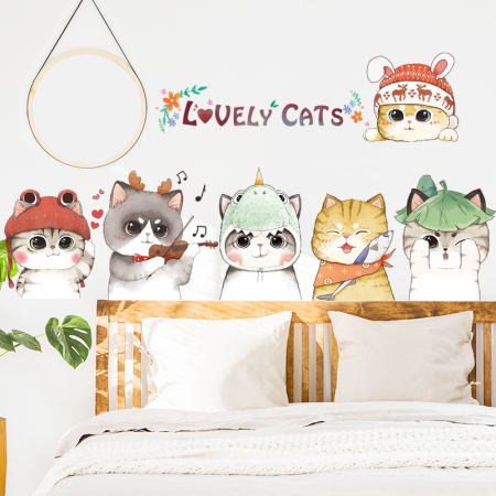 Sticker Autocolant Perete Copii, Pisicute Dragalase, Jucause si Haioase, 65x105 cm, Aida HER® [3]