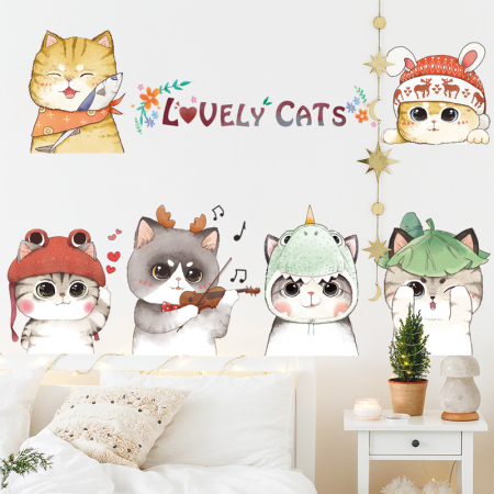 Sticker Autocolant Perete Copii, Pisicute Dragalase, Jucause si Haioase, 65x105 cm, Aida HER® [2]