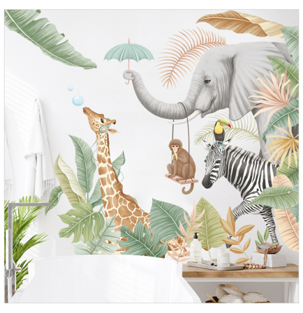 Sticker Autocolant Perete Copii, Safari, Animalele Junglei, 60x90 cm [1]