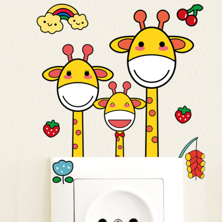 Sticker pentru Intrerupator/Priza, Autocolant Copii, Girafe, 12x12 cm [1]