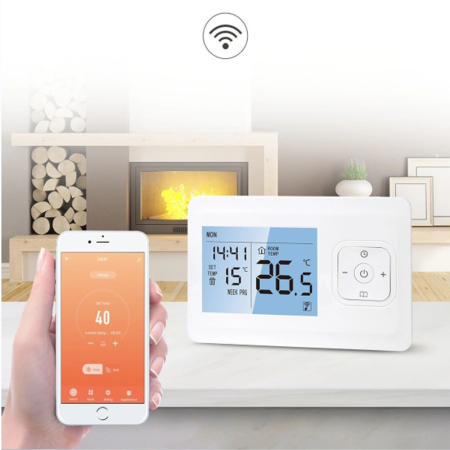 Dispozitive Smart - Termostat Inteligent Centrala Smart, WIFI, Control prin Aplicatia Tuya, Wireless, Fara Fir, Control Vocal Google Home si Alexa, Aida HER®