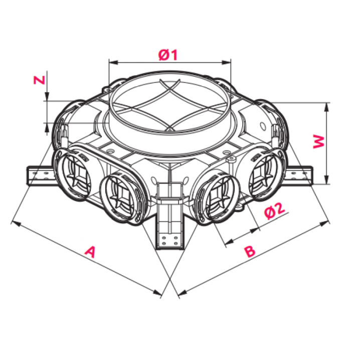 Cutie distributie Awenta VCB200-8 racorduri D-200-8x75 mm [2]