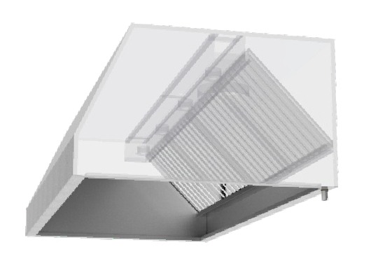 Hota de perete - BIOKAN - inox, filtru grasime labirint, fara motor, dimensiune (LxlxHmm) - 2500x900x580 [1]