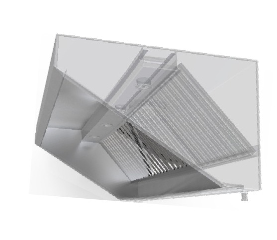 Hota de perete tip snack/fastfood - BIOKAN - inox, filtru grasime labirint, fara motor, dimensiune (LxlxHmm) - 3960x900x580 [1]