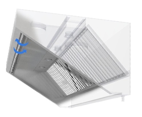 Hota de perete tip snack/fastfood cu inductie aer proaspat - BIOKAN - inox, filtru grasime labirint, fara motor, dimensiune (LxlxHmm) - 1000x900x580 [1]