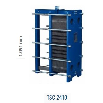 Schimbator de caldura in placi cu garnitura EPDM - TECHNO SYSTEM - TSC 2410 - Racorduri -  DN100 - inaltime: 1091mm [1]