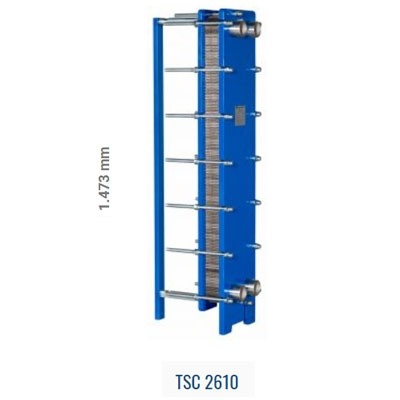 Schimbator de caldura in placi cu garnitura EPDM - TECHNO SYSTEM - TSC 2610 - Racorduri -  DN50 / DN65 - inaltime: 1473mm [1]