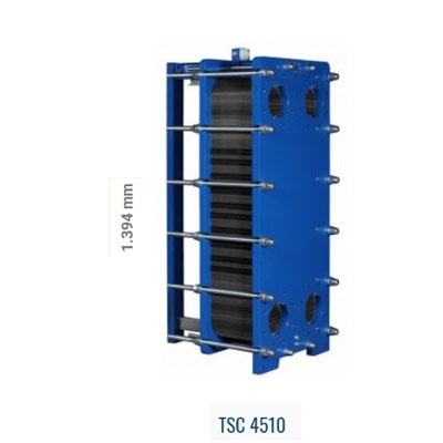 Schimbator de caldura in placi cu garnitura EPDM - TECHNO SYSTEM - TSC 4510 - Racorduri -  DN150 - inaltime: 1394mm [1]