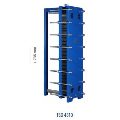 Schimbator de caldura in placi cu garnitura EPDM - TECHNO SYSTEM - TSC 4810 - Racorduri -  DN100 - inaltime: 1735mm [1]