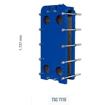 Schimbator de caldura in placi cu garnitura EPDM - TECHNO SYSTEM - TSC 7110 - Racorduri -  DN200 - inaltime: 1737mm [1]