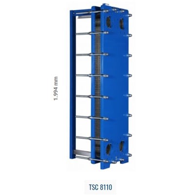 Schimbator de caldura in placi cu garnitura EPDM - TECHNO SYSTEM - TSC 8110 - Racorduri -  DN150 - inaltime: 1994mm [1]
