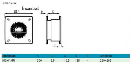 Ventilator Baie de Perete/Tavan - Vortice - Vario 150/6 ARI - 12613 - 220 mc/h [3]