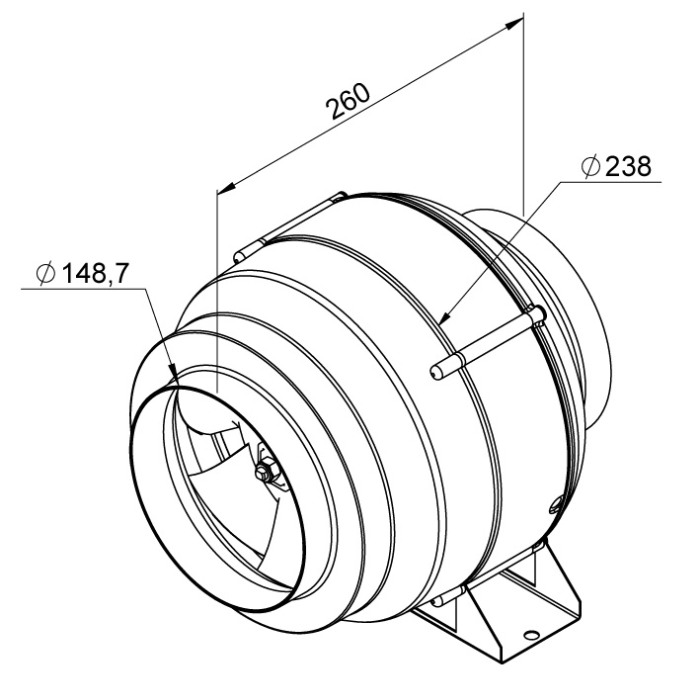 Ventilator in-line circular de tubulatura - RUCK - ETALIN - EL 150L E2M 01 - 122228 - 129 W - 780 mc/h - 230V/50Hz [2]