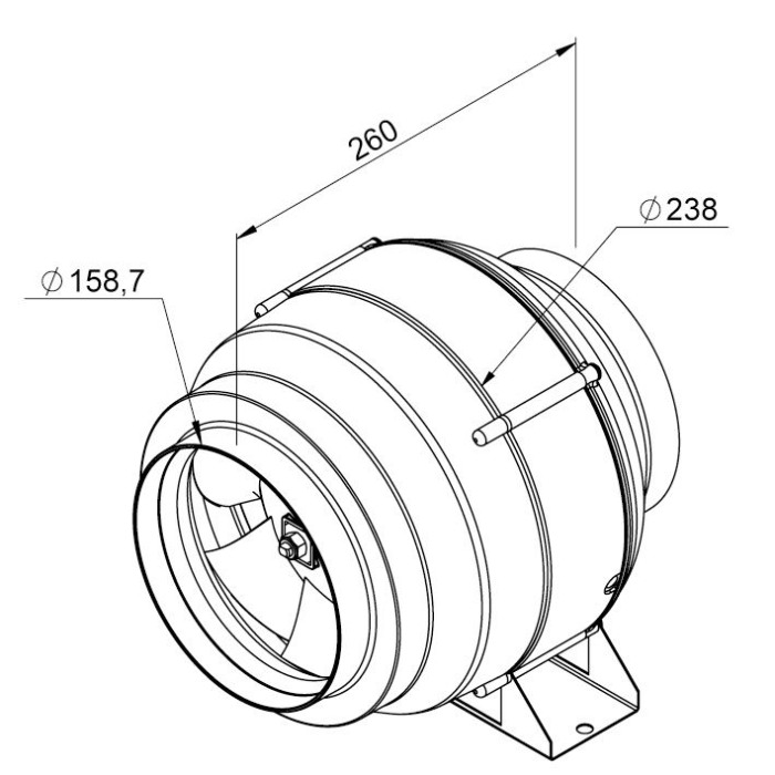Ventilator in-line circular de tubulatura - RUCK - ETALIN - EL 160L E2M 01 - 122227 - 130 W - 820 mc/h - 230V/50Hz [2]