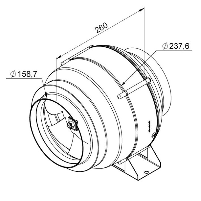 Ventilator in-line circular de tubulatura - RUCK - ETALIN - EL 160L EC 01 - 124921 - 178 W - 990 mc/h - 230V/50Hz [2]
