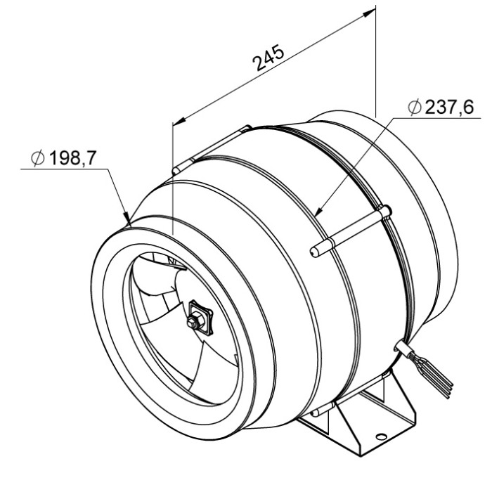 Ventilator in-line circular de tubulatura - RUCK - ETALIN - EL 200L E2M 01 - 121747 - 130 W - 900 mc/h - 230V/50Hz [2]