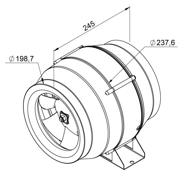 Ventilator in-line circular de tubulatura - RUCK - ETALIN - EL 200L EC 01 - 124738 - 171 W - 1070 mc/h - 230V/50Hz [2]