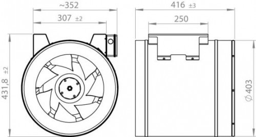 Ventilator in-line circular de tubulatura - RUCK - ETALIN - EL 400 E4 01 - 119380 - 215 W - 3440 mc/h - 230V/50Hz [3]