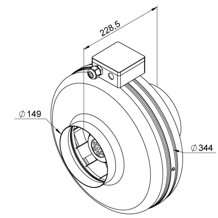 Ventilator in-line circular de tubulatura - RUCK - RS 150L - 104198 - 93 W - 630 mc/h - 230V/50Hz [1]