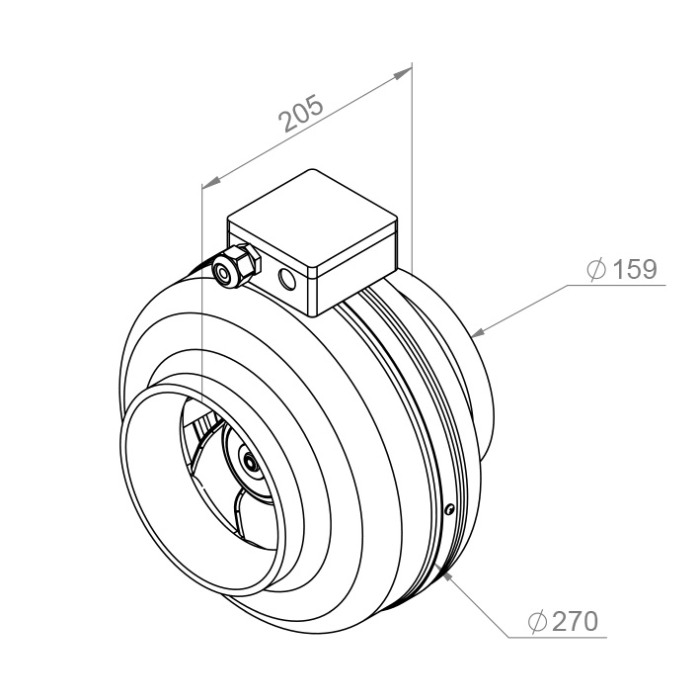 Ventilator in-line circular de tubulatura - RUCK - RS 160 EC - 130397 - 105 W - 670 mc/h - 230V/50Hz [1]