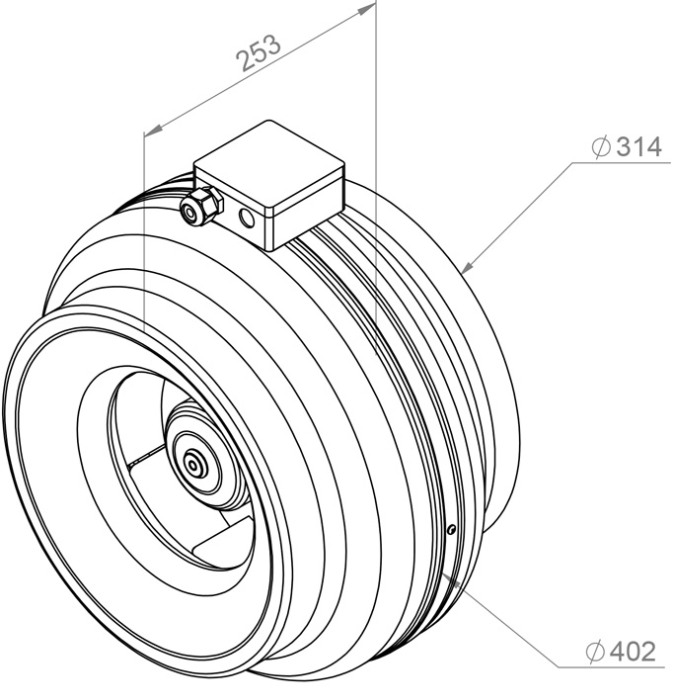Ventilator in-line circular de tubulatura - RUCK - RS 315L EC - 131515 - 270 W - 1990 mc/h - 230V/50Hz [1]