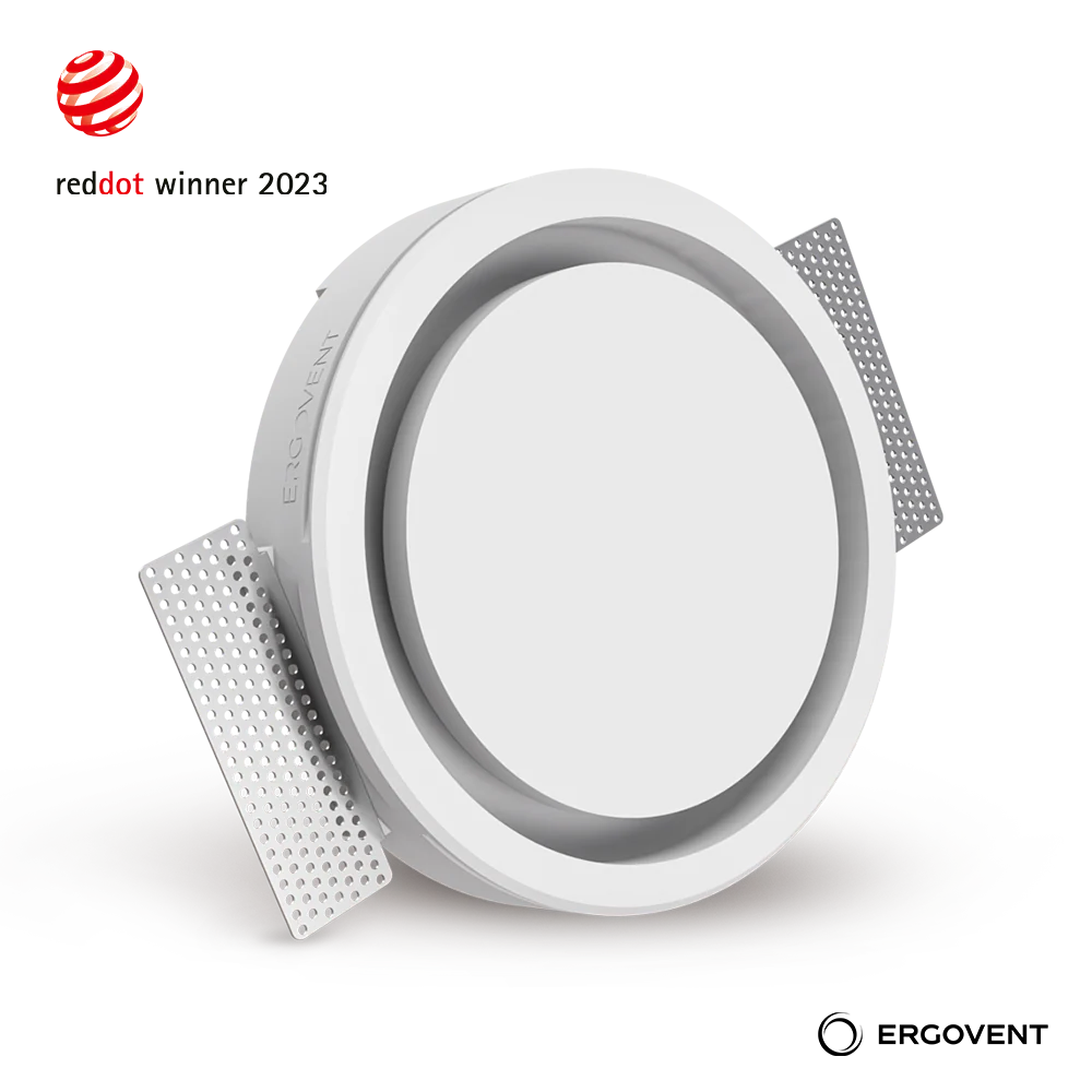 Accesorii - Anemostat circular  ERGOVENT RONDO-125 pentru introducerea și evacuarea aerului, gips, alb