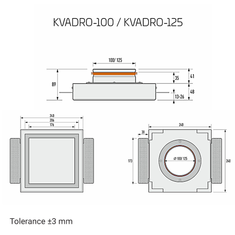 Anemostat patrat ERGOVENT KVADRO-125 pentru introducerea și evacuarea aerului, gips, alb [3]