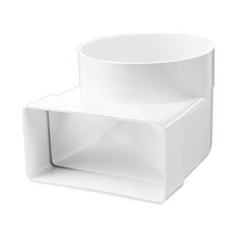 Accesorii tub rectangular - Cot tubulatura rectangulara la tubulatura circulara - Blauberg - PlastiVent - 60mm x 204mm - Diametru 125mm, 90 grade