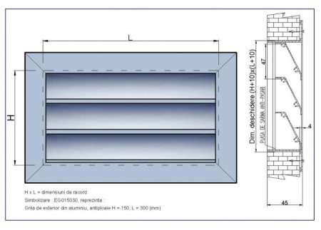 Grila de exterior din aluminiu ARIATECH EG - 400x800 mm - RAL9016 [1]
