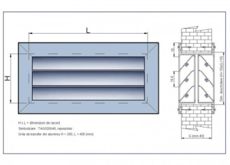 Grila de transfer din aluminiu - ARIATECH - TAG 300x700 mm [1]