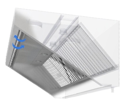 HORECA - Hota de perete tip snack/fastfood cu inductie aer proaspat - BIOKAN - inox, filtru grasime labirint, fara motor, dimensiune (LxlxHmm) - 1000x900x580